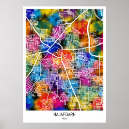 Najafgarh Delhi City Karta Poster
