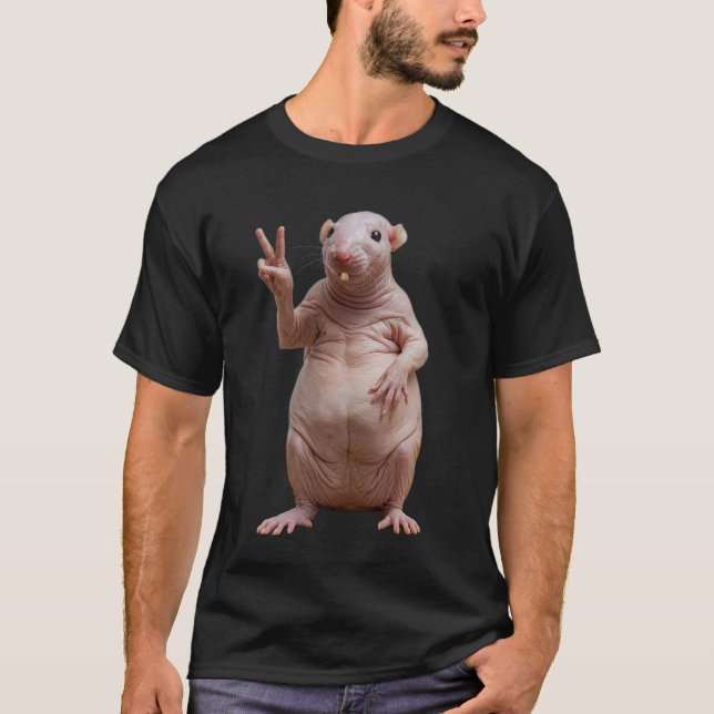 Nak*d Mole Råtta undertecknar Peace T-Shirt (Framsida)