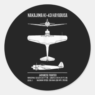 Nakajima Ki-43 Hayabusa Japanska Fighter Flygplan Runt Klistermärke