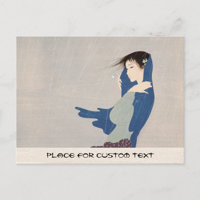 Nakajima Kiyoshi Bra Rain japanese art Vykort (Framsida)