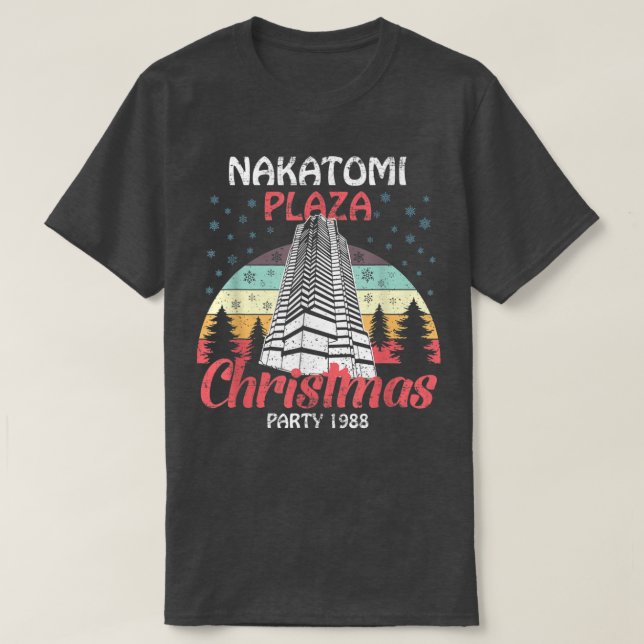 Nakatomi Plaza jul Party 1988 Funny Julafton Vin T Shirt (Design framsida)
