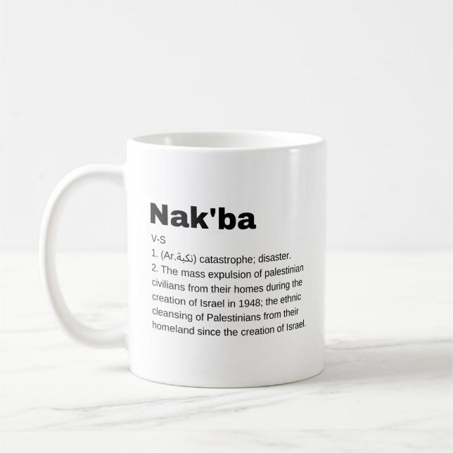 Nakba Betyder design Nakba Definition text Kaffemugg (Vänster)