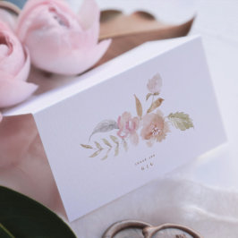 Naken Romantisk Akvarell Blommig Bröllop Tack Kort
