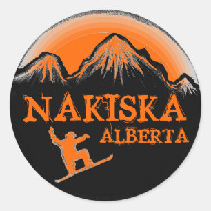 Nakiska Alberta Canada orange snowboard-klistermär Runt Klistermärke