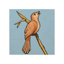 Näktergalfågelillustration på blått