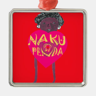 Nakupenda Kärlek Art - Swahili Heart Design Julgransprydnad Metall