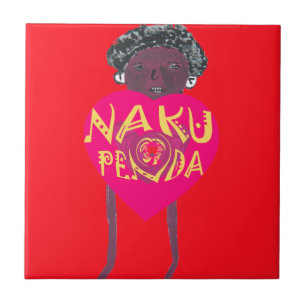 Nakupenda Kärlek Art - Swahili Heart Design Kakelplatta