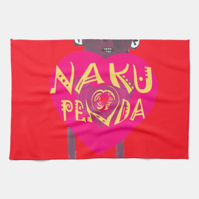 Nakupenda Kärlek Art - Swahili Heart Design Kökshandduk (Horisontell)