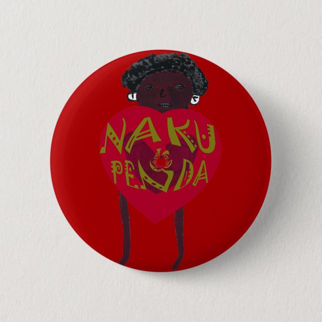 Nakupenda Sana Art Print Swahili Design Knapp (Framsida)