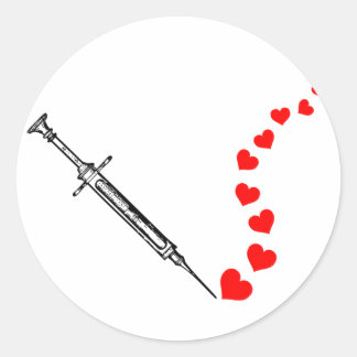 Nål Hearts (svart) Runt Klistermärke