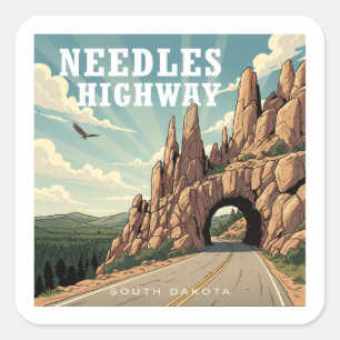 Nål Highway South Dakota Eagle Fyrkantigt Klistermärke