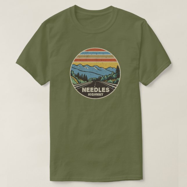 Nål Highway South Dakota Mountains T Shirt (Design framsida)