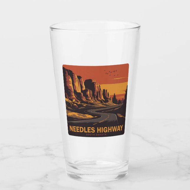 Nål Highway South Dakota Red Himlar Glaskopp (Framsida)