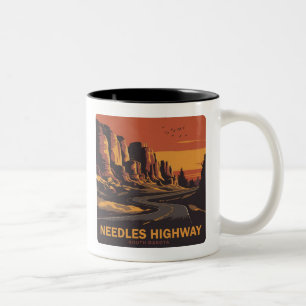 Nål Highway South Dakota Red Himlar Två-Tonad Mugg