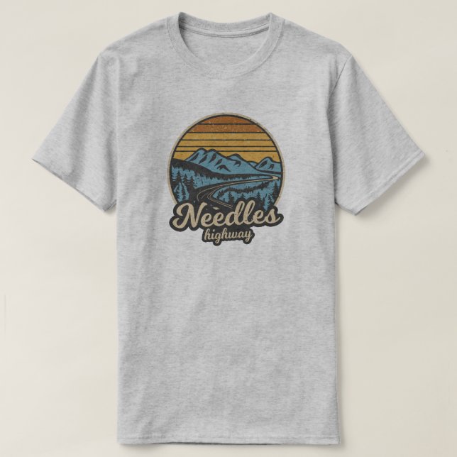 Nål Highway South Dakota Retro T Shirt (Design framsida)