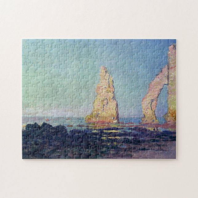 Nål i Etretat Low Tide Monet Fine Art Pussel (Horisontell)