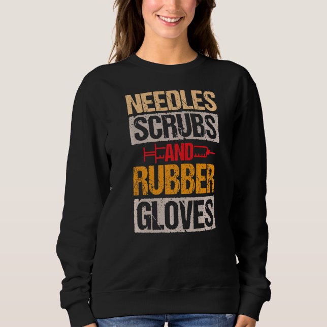 Nål-krubbar och gummihandskar, flebotomist t shirt (Framsida)