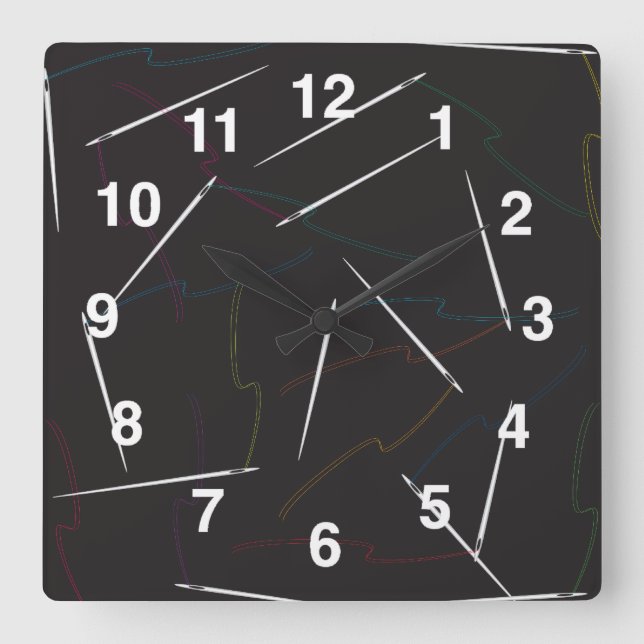 Nål- och trådsömnadväggen tar tid på fyrkantig klocka (Framsida)