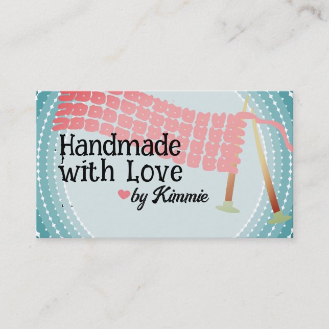 Nål scarf rosa grått-affärskort... visitkort (Framsida)