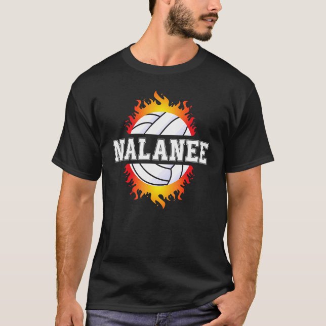Nalanee Namn Volleyball Player Girls Boll och Net T Shirt (Framsida)