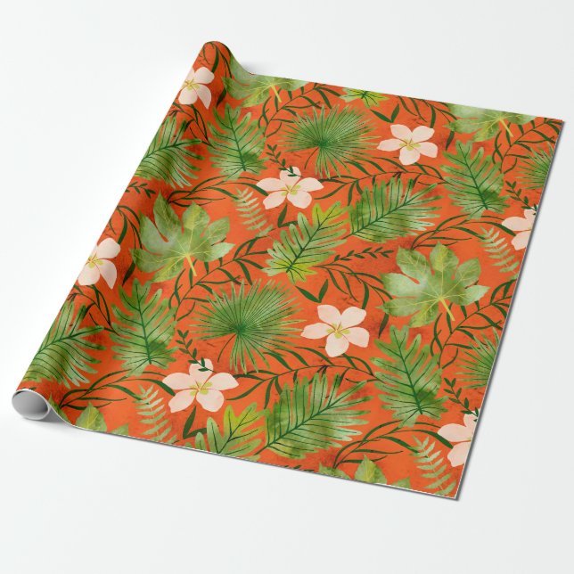 Nalani Hawaiian Tropical Garden Coral Presentpapper (Utrullad)