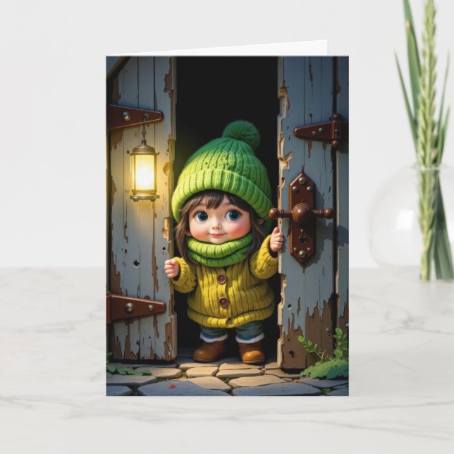 Nåldagskvot vid en gammal dörr kort (Framsida)