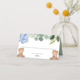 Nallar blommigt med dubbla blå gröna ben placeringskort