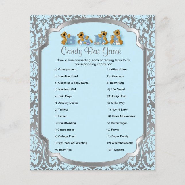 Nallar för Blue- och Silver-Damask - Candy Game Flygblad (Framsidan)