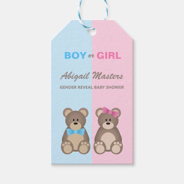 Nallar för gender Visa babyvisningsprogram Presentetikett (Framsidan)