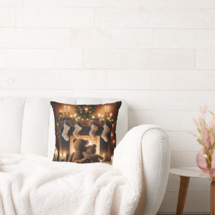 Nallar framför en julkamera kudde