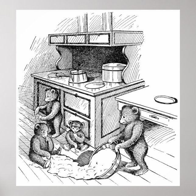 Nallar Gör en  i köket Poster (Framsidan)