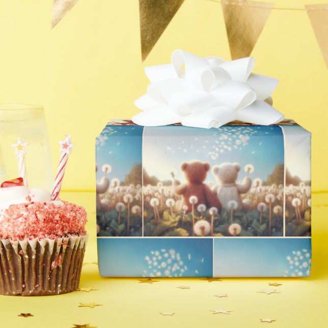 Nallar i Dandelion Fält Presentpapper (Födelsedagsfest)