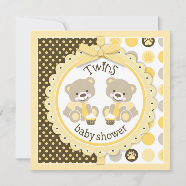 Nallar med dubbla fack Tips för babyvisningsprogra Inbjudningar (Framsida)