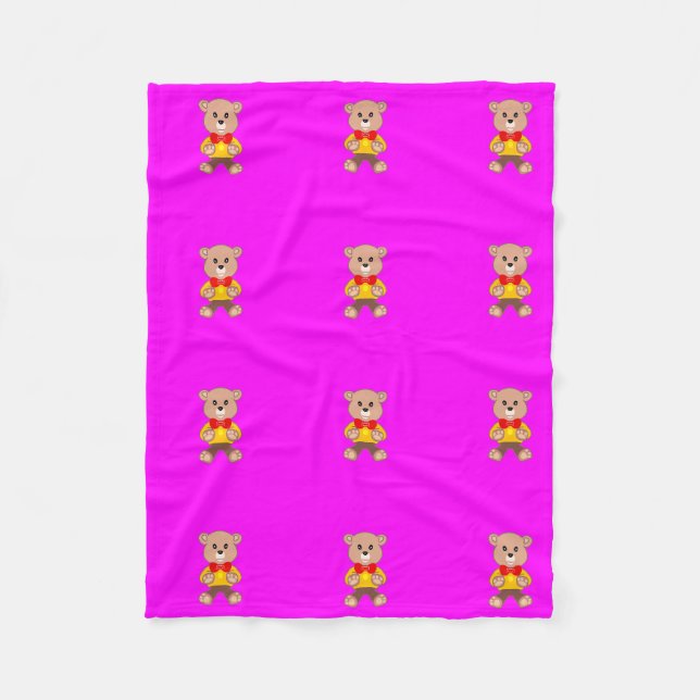 Nallar Modern Rosa Magenta Fleecefilt (Framsidan)