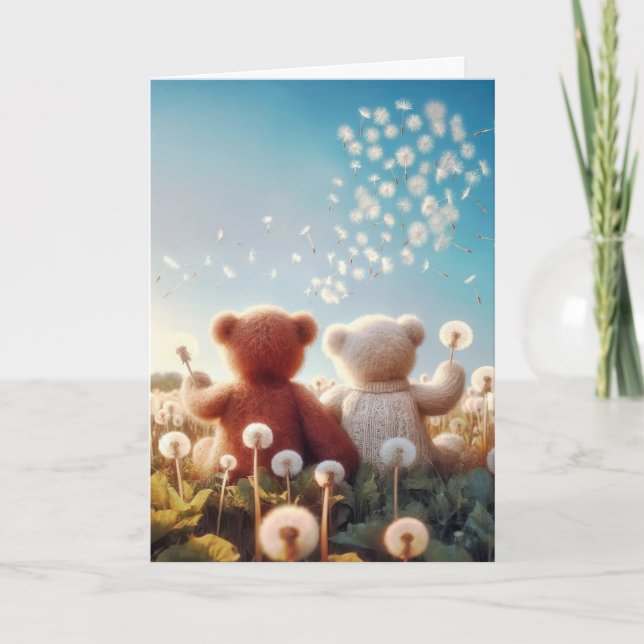 Nallar på födelsedagen i Dandelion Fält Kort (Framsida)