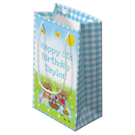 Nallar Picnic Blue Gingham Grattis på födelsedagen