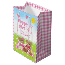 Nallar Picnic Rosa Gingham Grattis på födelsedagen