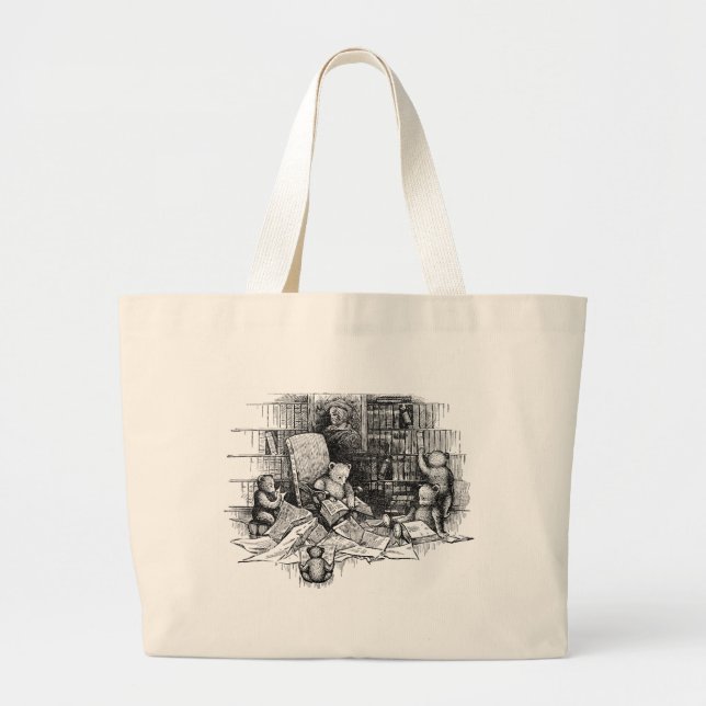 Nallar som är läs- i bibliotek jumbo tygkasse (Framsidan)