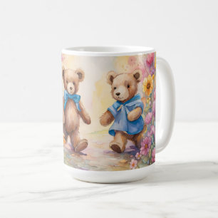 Nallar som rullar i pastellträdgård kaffemugg