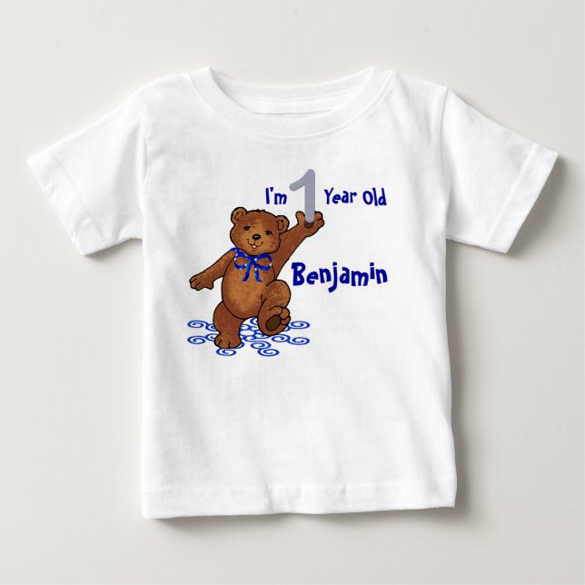 nalle 1:a födelsedagen t-shirt (Framsida)