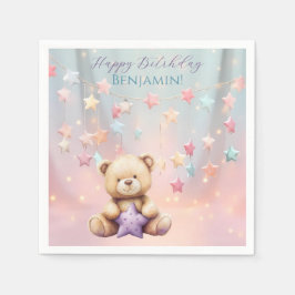 Nalle 1: a födelsedagets färgstarka bubblor pappersservett