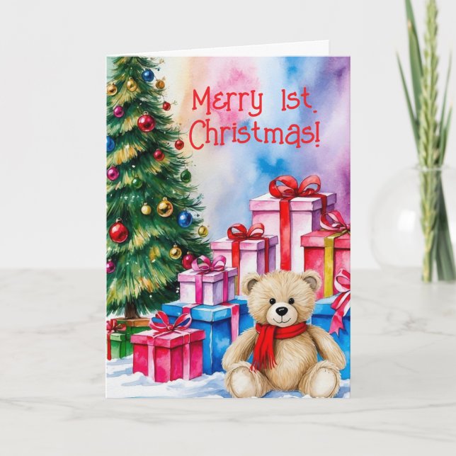 NALLE 1ST. CHRISTMAS-KORT TACK KORT (Framsida)