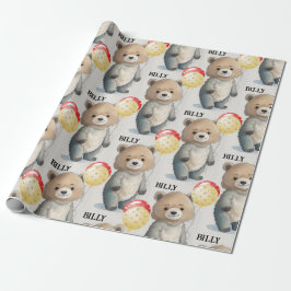 Nalle Add Namn Kids Cute Birthday Presentpapper