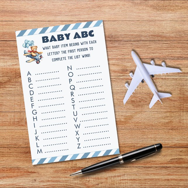 Nalle Airplan Boy Baby Shower Baby ABC (Skapare uppladdad)