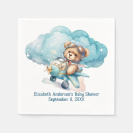 Nalle Airplan Boy Baby Shower Pappersservett