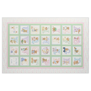Nalle Alphabet Cheater Quilt Mönster Tyg