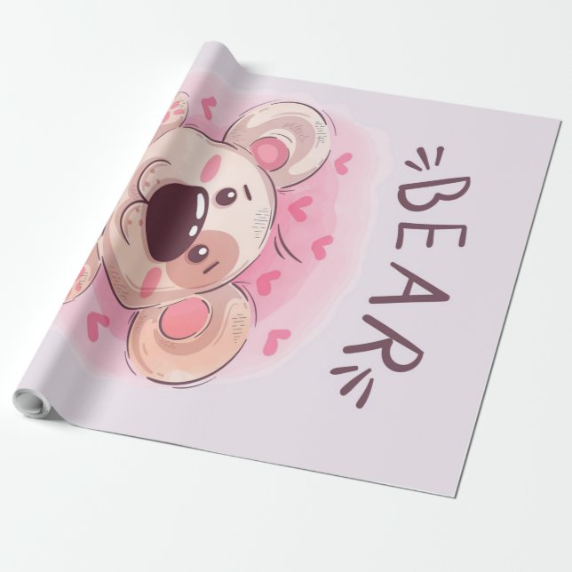 Nalle Älskare | Gift För barn Presentpapper (Utrullad)