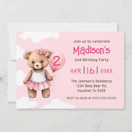 Nalle Andra födelsedagsinbjudan Inbjudningar