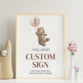 Nalle Anpassningsbar Bord undertecknar babyskor fö Poster