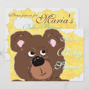 Nalle Ansikte Baby Shower Inbjudningar